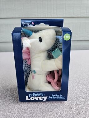 Dr. Brown’s Lovey Unicorn Pacifier Teether Holder HappyPaci 0–12M Baby White